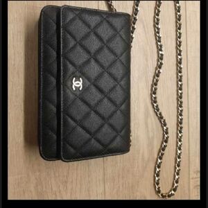 Chanel Black Caviar Quilted Wallet On Chain GHW